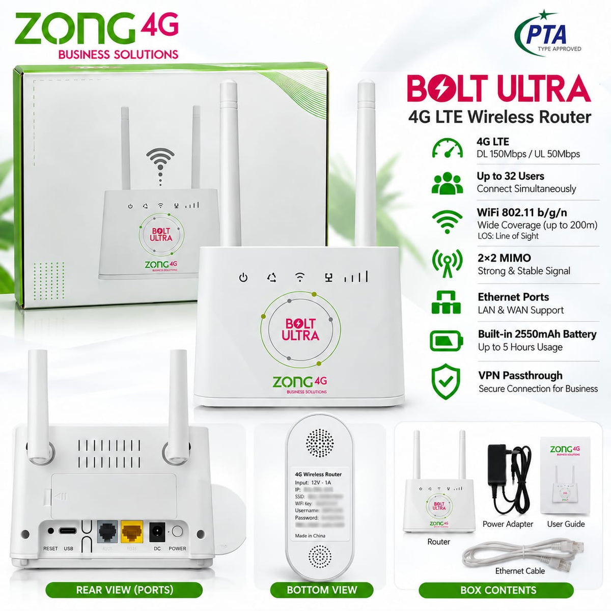 Zong Bolt Ultra LT310F 4G LTE Wireless Router