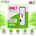 Zong BOLT 4G USB Wi-Fi device W03, with centered BKCHub.pk watermark and sensitive identifiers blurred